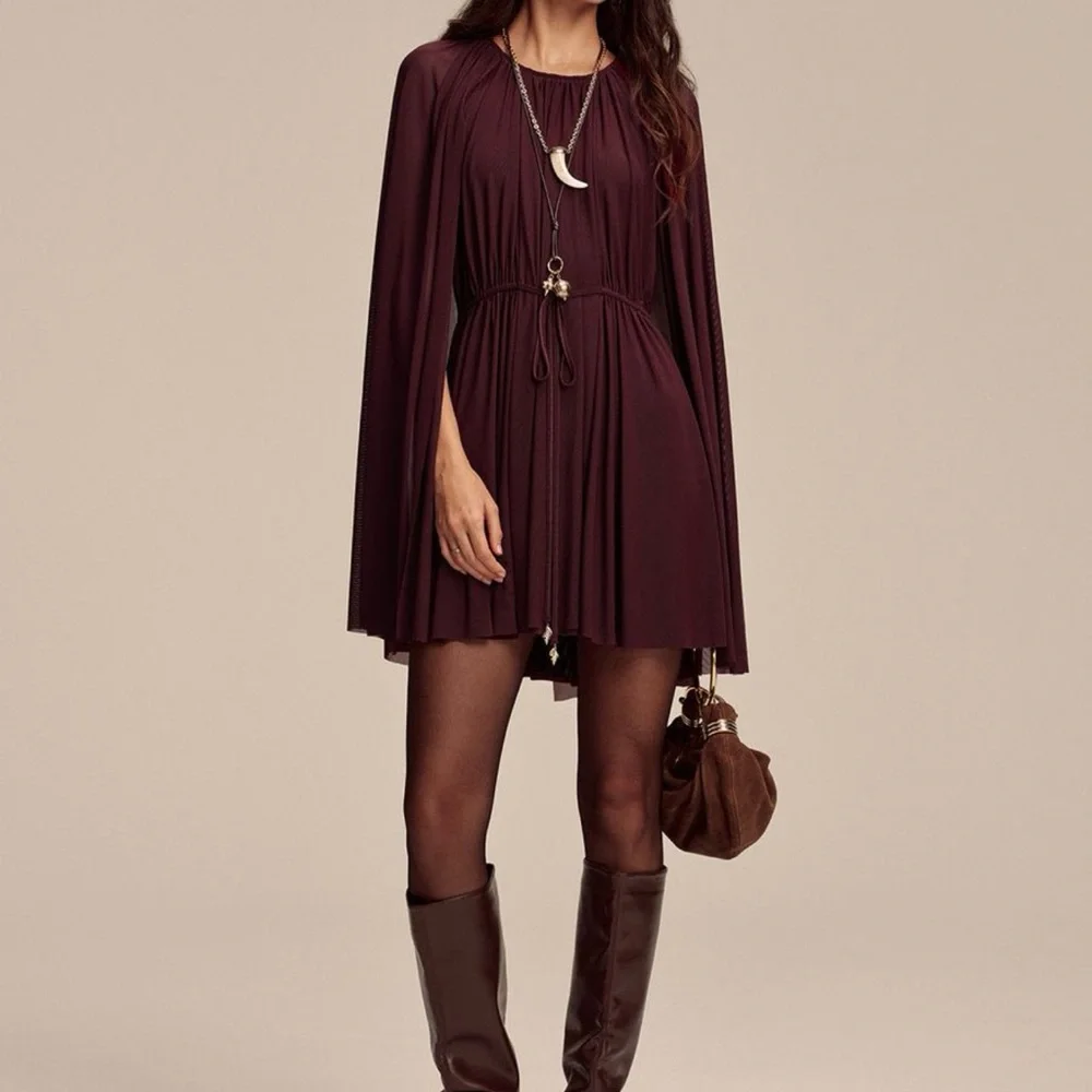 Commense Long Sleeve Burgundy Dress - Picture 2 of 5